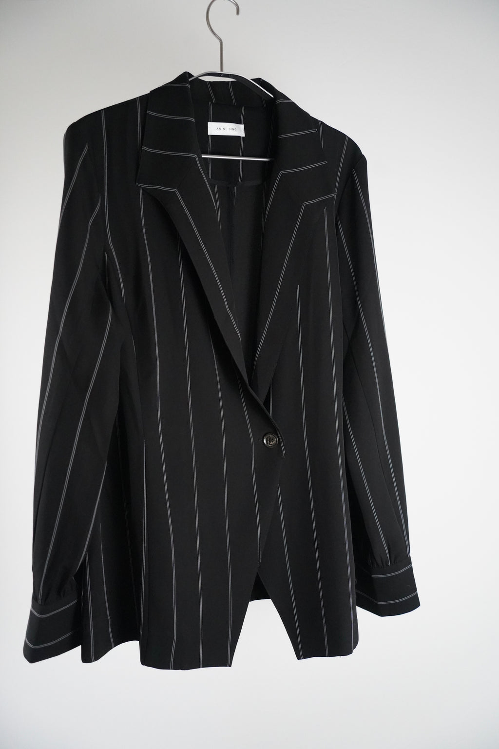 ANINE BING Blazer | L | schwarz| Nadelstreifen