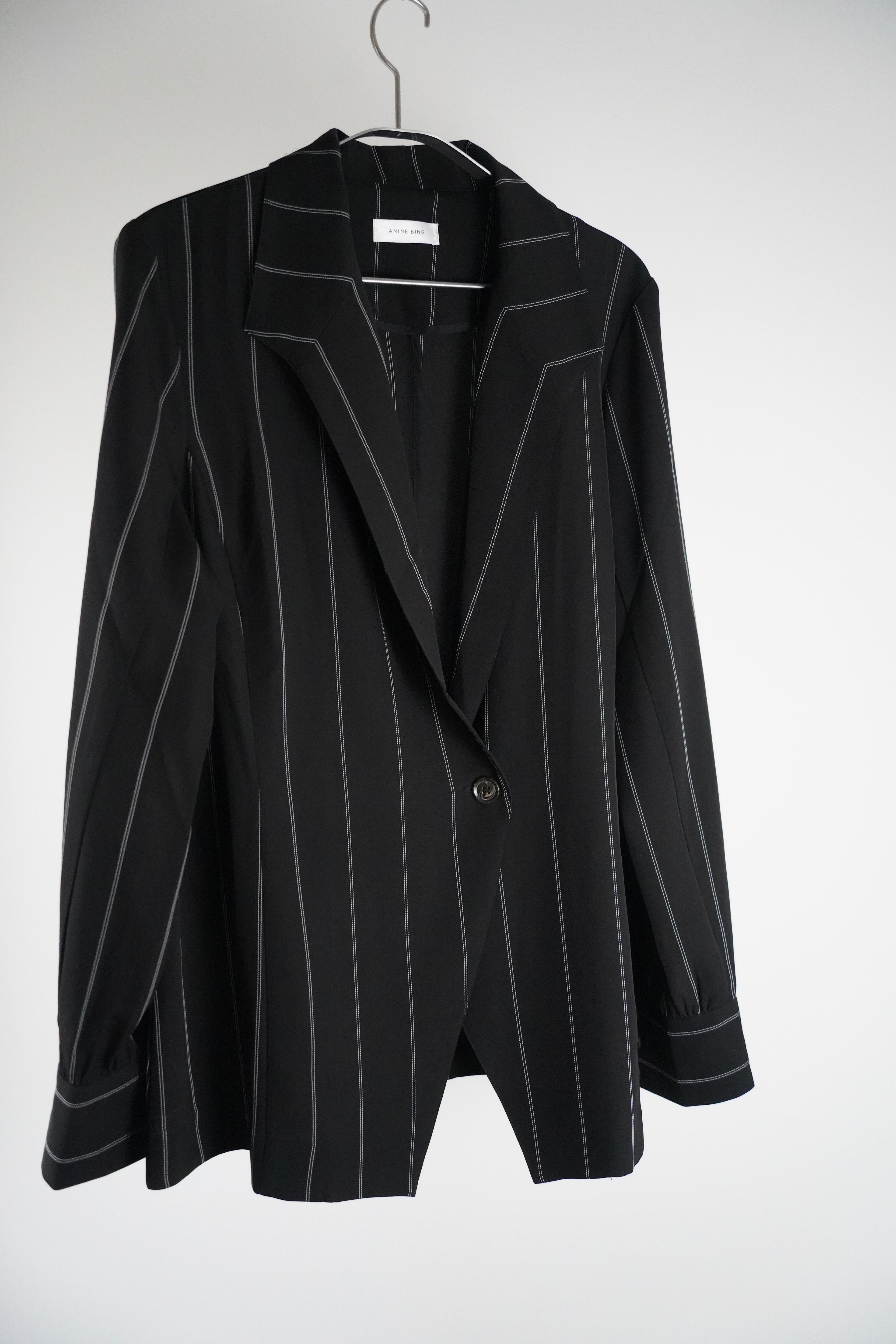 ANINE BING Blazer | L | schwarz| Nadelstreifen