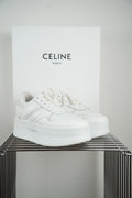 CELINE BLOCK SNEAKER MIT KEIL-AUSSENSOHLE AUS KALBSLEDER| weiß | Gr. 38