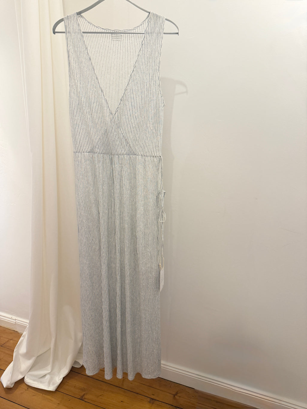 BLAUMAX KLEID 100%Leinen | schwarz- weiß gestreift| Gr. S