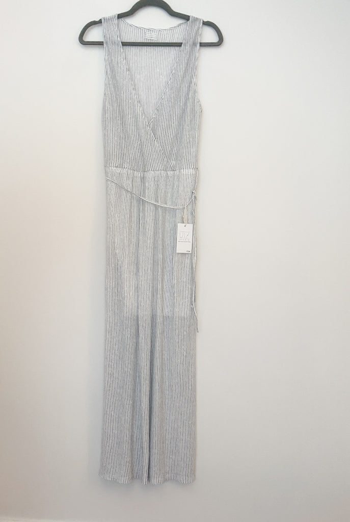 BLAUMAX KLEID 100%Leinen | schwarz- weiß gestreift| Gr. S